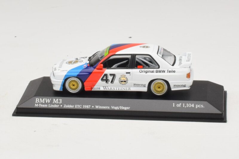 BMW M3 E30 M-Team Linder #47 Vogt / Herger Winners ETC Zolder 1987 Minichamps 1:43 430872047 Metāls