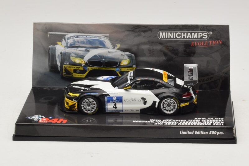 BMW Z4 GT3 Need for Speed Team #4 Hartung / Viebahn 24 Hours of Nürburgring 2011 Minichamps 1:43 437112904 Metāls