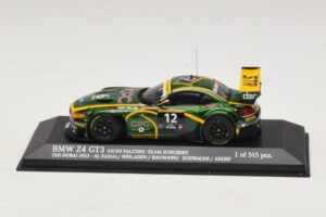 BMW Z4 GT3 Saudi Falcons #12 Al Faisal / Binladen 24 Hours of Dubai 2013 Minichamps 1:43 437132412 Metāls
