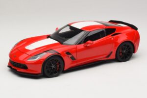 Chevrolet Corvette C7 Grand Sport Sarkans ar Baltām Joslām AUTOart 1:18 71274 Kompozīts