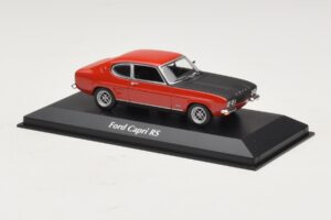 Ford Capri I Sarkans ar Melnu Pārsegu Maxichamps 1:43 940085801 Metāls — attēls 3 no 4