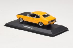 Ford Capri Mk1 RS Dzeltens ar Melnu Motora Pārsegu Maxichamps 1:43 940085800 Metāls — attēls 3 no 4