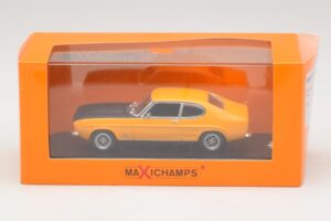 Ford Capri Mk1 RS Dzeltens ar Melnu Motora Pārsegu Maxichamps 1:43 940085800 Metāls — attēls 4 no 4
