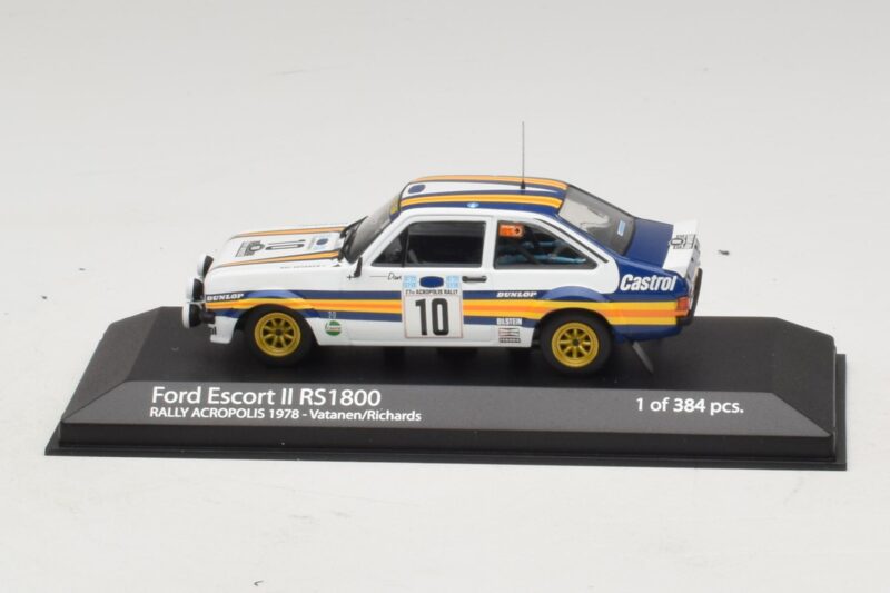 Ford Escort Mk2 RS1800 #10 A. Vatanen / D. Richards Rally Acropolis 1978 Minichamps 1:43 400808410 Metāls