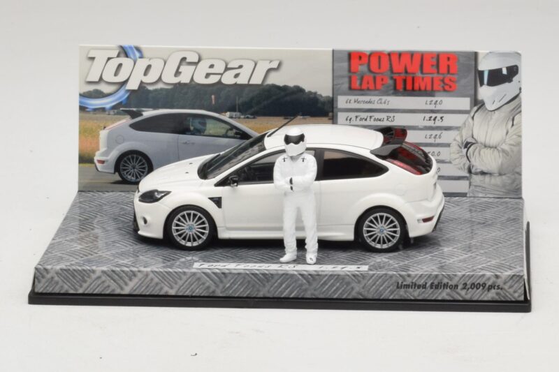 Ford Focus RS Mk2 Top Gear Balts Ar Figūru Minichamps 1:43 Ford Focus RS Mk2 Top Gear Balts Ar Figūru Minichamps 1:43 519438810 Metāls