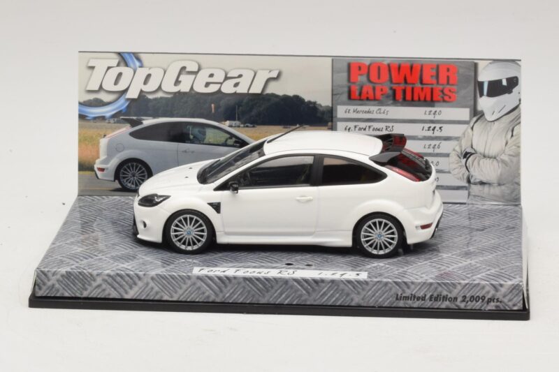 Ford Focus RS Mk2 Top Gear Balts Bez Figūras Minichamps 1:43 Ford Focus RS Mk2 Top Gear Balts Bez Figūras Minichamps 1:43 519438810-R1 Metāls