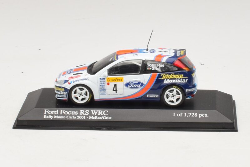 Ford Focus RS WRC #4 C. McRae / N. Grist Rally Monte Carlo 2001 Minichamps 1:43 430018904 Metāls