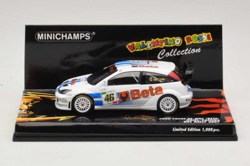 Ford Focus RS WRC #46 V. Rossi / C. Cassina RAC Rally 2007 Bojāta Kaste Minichamps 1:43 400078446-O1 Metāls