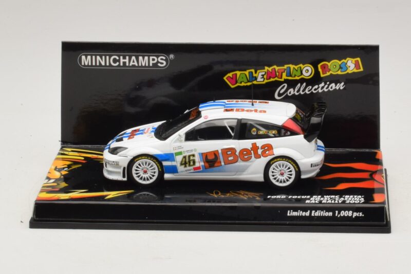 Ford Focus RS WRC #46 V. Rossi / C. Cassina RAC Rally 2007 Minichamps 1:43 400078446 Metāls