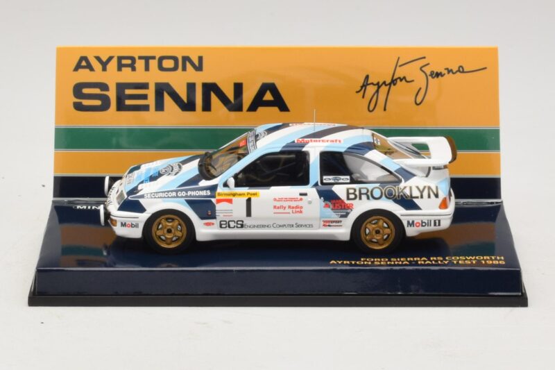 Ford Sierra RS Cosworth #1 A. Senna Rally Test 1986 Minichamps 1:43 Ford Sierra RS Cosworth #1 A. Senna Rally Test 1986 Minichamps 1:43 540864399 Metāls