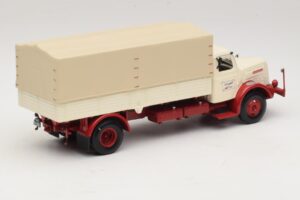 Henschel HS 140 Platformas Kravas Auto Balts Sarkans Minichamps 1:43 439171020 Metāls — attēls 2 no 6