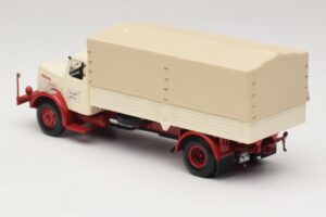 Henschel HS 140 Platformas Kravas Auto Balts Sarkans Minichamps 1:43 439171020 Metāls — attēls 5 no 6