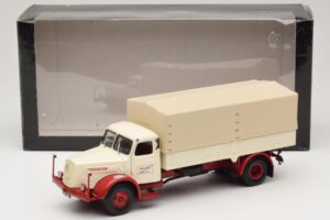 Henschel HS 140 Platformas Kravas Auto Balts Sarkans Minichamps 1:43 439171020 Metāls — attēls 6 no 6