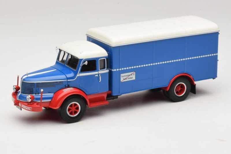 Krupp Titan Kravas Furgons Zils Sarkans Minichamps 1:43 439069040 Metāls