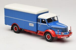 Krupp Titan Kravas Furgons Zils Sarkans Minichamps 1:43 439069040 Metāls — attēls 4 no 6