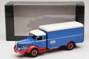 Krupp Titan Kravas Furgons Zils Sarkans Minichamps 1:43 439069040 Metāls — attēls 6 no 6