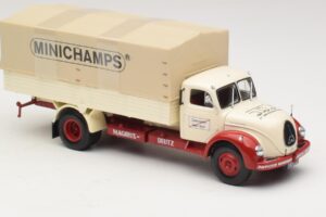Magirus-Deutz S 7500 Jupiter Platformas Kravas Auto Balts Sarkans Minichamps 1:43 439141022 Metāls — attēls 4 no 6