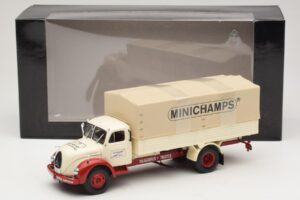 Magirus-Deutz S 7500 Jupiter Platformas Kravas Auto Balts Sarkans Minichamps 1:43 439141022 Metāls — attēls 6 no 6