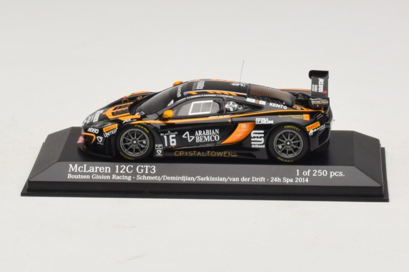 McLaren MP4-12C GT3 #16 Boutsen Racing Schmetz / Demirdjian 24 Hours of Spa 2014 Minichamps 1:43 437141316 Metāls