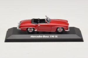 Mercedes 190 SL Sarkans Maxichamps 1:43 940033131-O Metāls