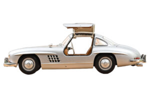 Mercedes 300 SL W198 Gullwing Sudrabs Norev 1:18 183857 Metāls — attēls 4 no 5