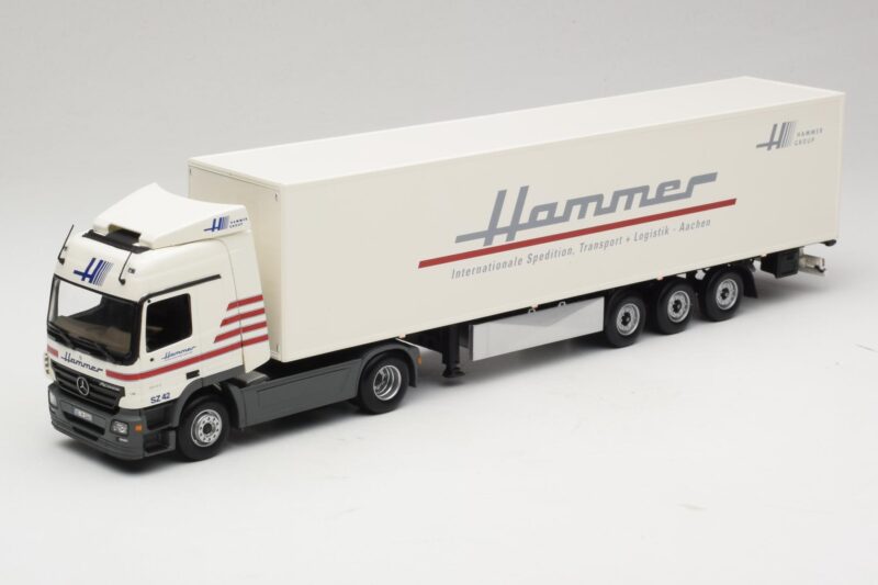 Mercedes Actros 1844LS Koffersattelzug Hammer Aachen Minichamps 1:43 499039105 Metāls