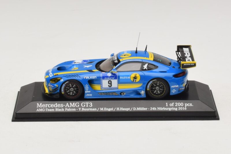 Mercedes AMG GT3 Black Falcon #9 Y. Buurman / M. Engel 24 Hours of Nurburgring 2016 Minichamps 1:43 437163009 Metāls