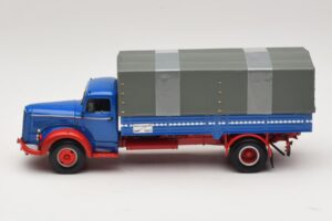 Mercedes L 315 Kravas Automašīna ar Platformu Zils Sarkans Minichamps 1:43 439034420 Metāls — attēls 3 no 6