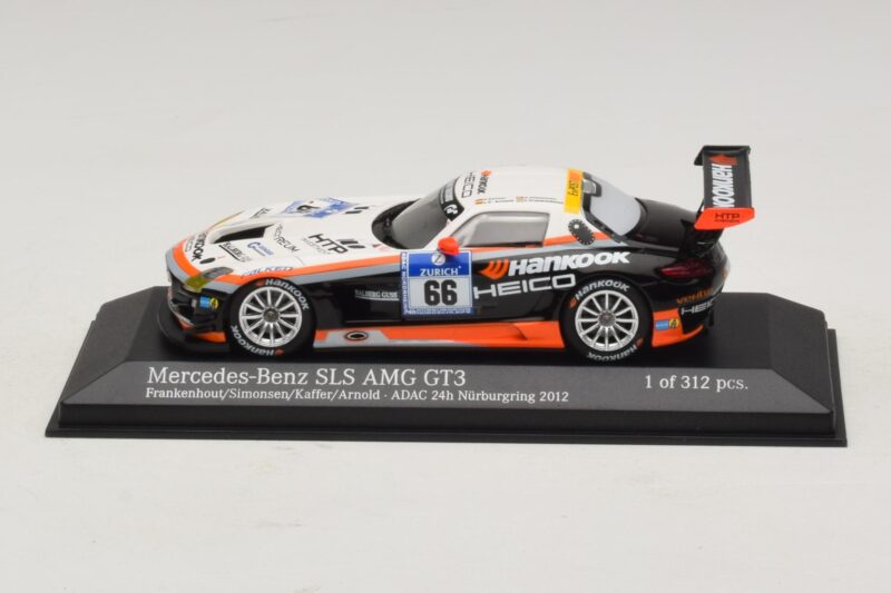 Mercedes SLS AMG GT3 #66 Hankook C. Frankenhout / Simonsen 24 Hours of Nurburgring 2012 Minichamps 1:43 Mercedes SLS AMG GT3 #66 Hankook C. Frankenhout / Simonsen 24 Hours of Nurburgring 2012 Minichamps 1:43 437123266 Metāls