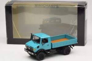 Mercedes Unimog 1300 L Kravas Automašīna ar Platformu Zils Minichamps 1:43 439033020 Metāls — attēls 6 no 6