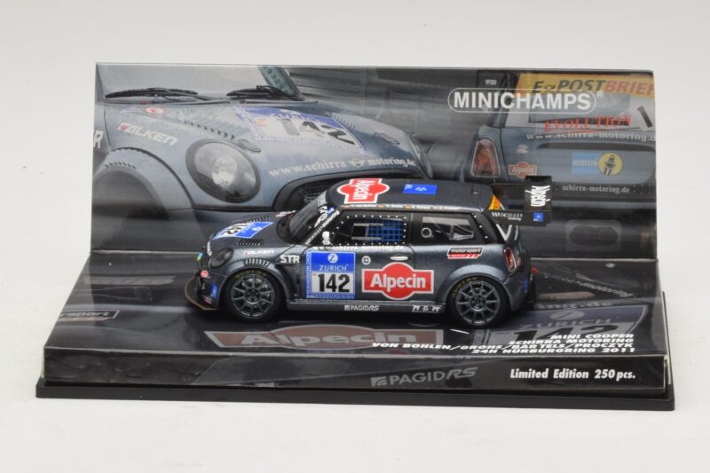 Mini Cooper #142 Von Bohlen / F. Grohs Schirra Motorsport Nurburgring 24 Hours 2011 Minichamps 1:43 Mini Cooper #142 Von Bohlen / F. Grohs Schirra Motorsport Nurburgring 24 Hours 2011 Minichamps 1:43 43112142 Metāls