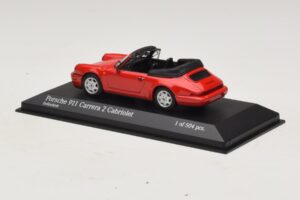 Porsche 911 964 Carrera 2 Cabriolet Sarkans Minichamps 1:43 430067330 Metāls — attēls 3 no 4
