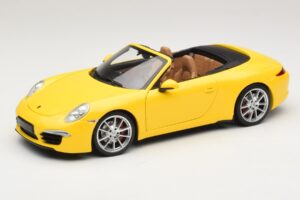 Porsche 911 991 Carrera S Kabriolets Dzeltens Minichamps 1:18 100061031 Metāls
