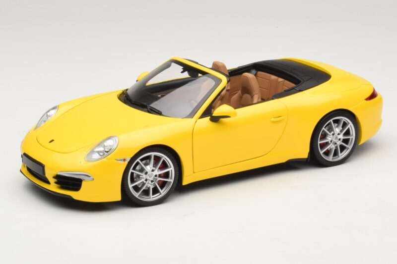 Porsche 911 991 Carrera S Kabriolets Dzeltens Minichamps 1:18 100061031 Metāls