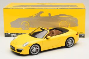 Porsche 911 991 Carrera S Kabriolets Dzeltens Minichamps 1:18 100061031 Metāls — attēls 8 no 8