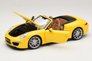 Porsche 911 991 Carrera S Kabriolets Dzeltens Minichamps 1:18 100061031 Metāls — attēls 2 no 8