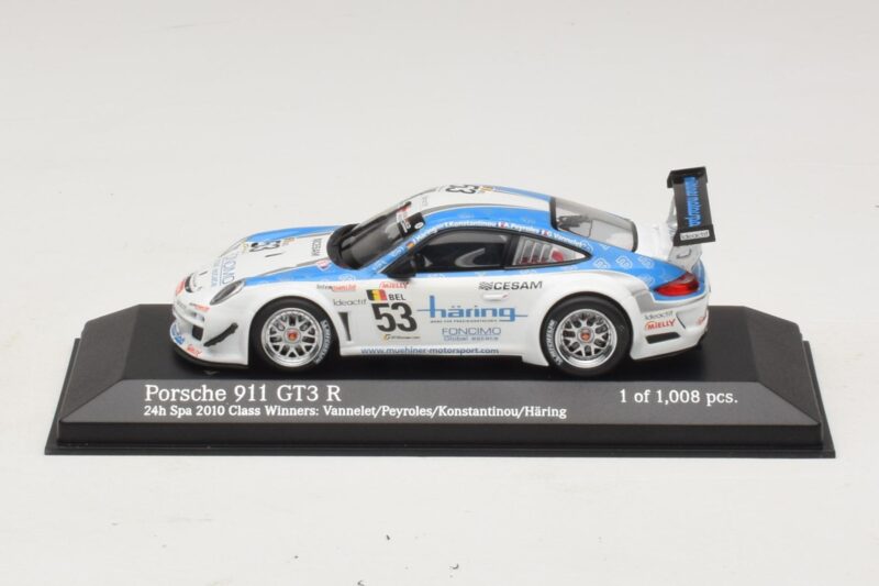 Porsche 911 997 GT3 R #53 Vannelet / Pyroles Class Winners 24 Hours of Spa 2010 Minichamps 1:43 400108953 Metāls