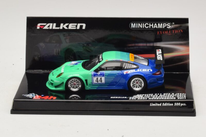 Porsche 911 997 GT3 R Falken #44 Nurburgring 2011 Minichamps 1:43 447116144 Metāls