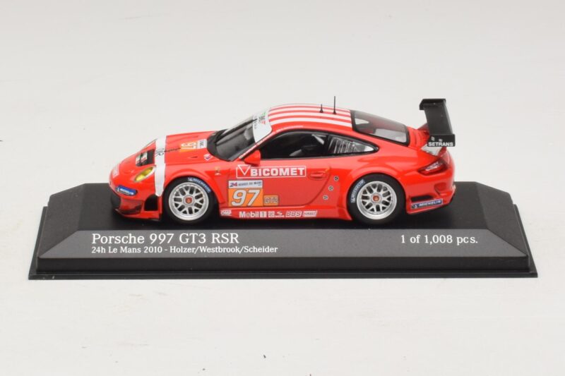 Porsche 911 997 GT3 RSR GT2 #97 M. Holzer / R. Westbrook 24 Hours of Le Mans 2010 Minichamps 1:43 Porsche 911 997 GT3 RSR GT2 #97 M. Holzer / R. Westbrook 24 Hours of Le Mans 2010 Minichamps 1:43 410106997 Metāls