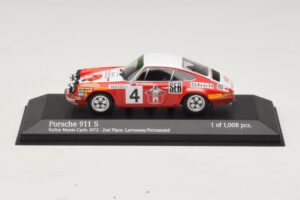 Porsche 911 S #4 G. Larrousse / J-C. Perramond 2nd Place Rally Monte Carlo 1972 Minichamps 1:43 400726804 Metāls