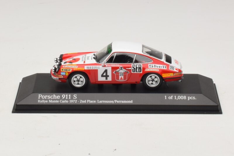 Porsche 911 S #4 G. Larrousse / J-C. Perramond 2nd Place Rally Monte Carlo 1972 Minichamps 1:43 400726804 Metāls