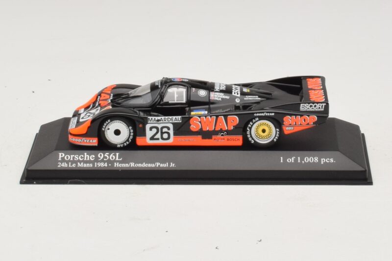 Porsche 956L #26 T-Bird Swap Shop P. Henn / J. Rondeau 24 Hours of Le Mans 1984 Minichamps 1:43 430846526 Metāls