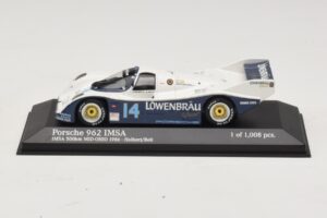 Porsche 962 IMSA #14 A. Holbert / D. Bell Mid-Ohio 500km 1986 Minichamps 1:43 400866514 Metāls