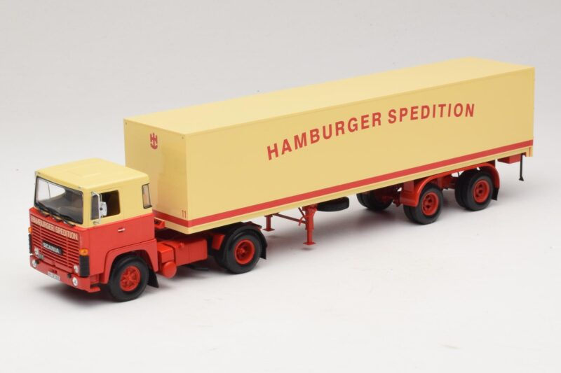 Scania LB111S Koffersattelzug Hamburger Spedition Minichamps 1:43 499123880 Metāls