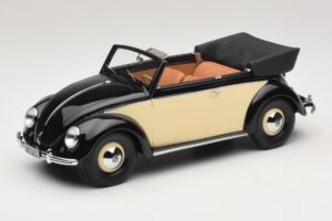 Volkswagen Beetle Kabriolets Melns Krēmkrāsas Minichamps 1:18 107054131 Sveķi