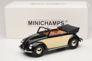 Volkswagen Beetle Kabriolets Melns Krēmkrāsas Minichamps 1:18 107054131 Sveķi — attēls 6 no 6