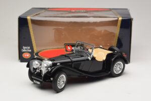 Jaguar SS100 Roadster Melns Bburago 1:18 3006-M3 Metāls — attēls 6 no 6