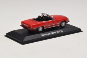 Mercedes 350 SL R107 Sarkans Maxichamps 1:43 940033432 Metāls — attēls 2 no 5