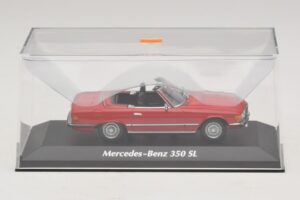 Mercedes 350 SL R107 Sarkans Maxichamps 1:43 940033432 Metāls — attēls 4 no 5