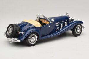 Mercedes 500K Roadster Zils Bburago 1:20 3070 Metāls — attēls 3 no 8